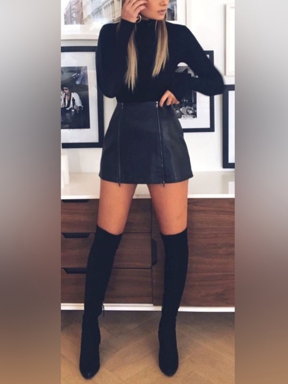 Pointed Toe Stretch Thigh High Stiletto Boots - Size 8.5